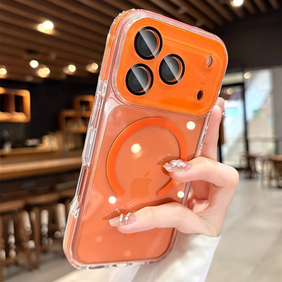 Luxury iPhone Case — Transparent MagSafe Clear PC Cover with Shockproof TPU Bumper, Anti-Fingerprint Anti-Scratch Dustproof Lightweight Design