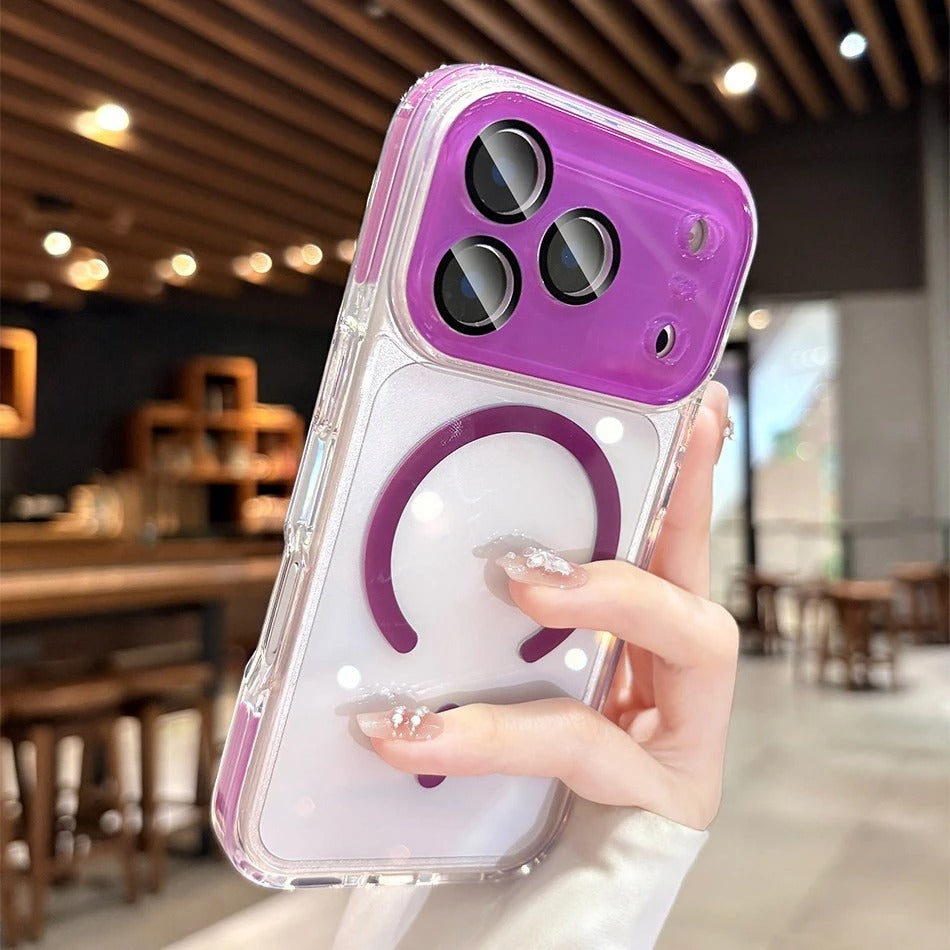 Luxury iPhone Case — Transparent MagSafe Clear PC Cover with Shockproof TPU Bumper, Anti-Fingerprint Anti-Scratch Dustproof Lightweight Design