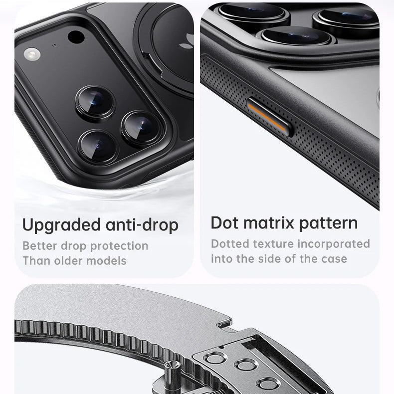 Luxury iPhone Case — Transparent MagSafe Magnetic Cover with 360° Rotating Ring Stand, Shockproof TPU+PC Protection and Kickstand Design