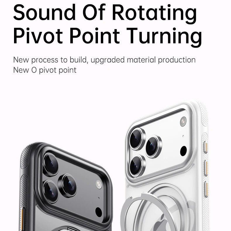 Luxury iPhone Case — Transparent MagSafe Magnetic Cover with 360° Rotating Ring Stand, Shockproof TPU+PC Protection and Kickstand Design