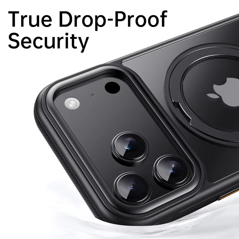 Luxury iPhone Case — Transparent MagSafe Magnetic Cover with 360° Rotating Ring Stand, Shockproof TPU+PC Protection and Kickstand Design