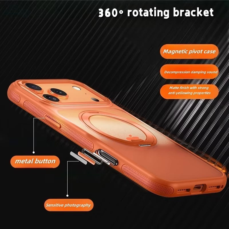 Luxury iPhone Case — Transparent MagSafe Magnetic Cover with 360° Rotating Ring Stand, Shockproof TPU+PC Protection and Kickstand Design