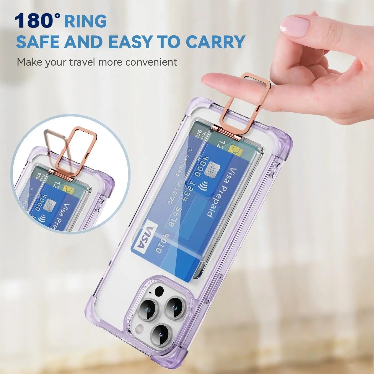 Luxury iPhone Case — Transparent Magnetic Card Wallet with Metal Stand Holder, Anti-Fingerprint, Shockproof, Clear Protective Cover