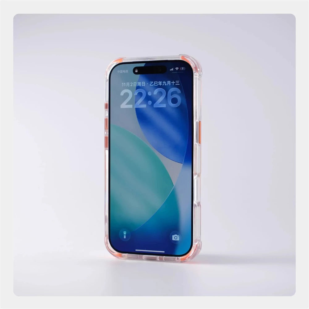 Luxury iPhone Case — Transparent Magnetic Shockproof Cover with Glass Lens Protector, Built-In Stand Holder & Full-Coverage Non-Slip Design