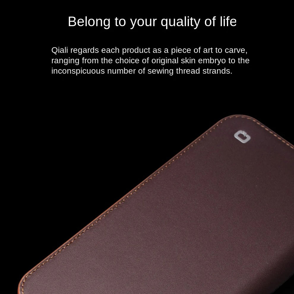 Luxury iPhone Case — Ultra-Slim Handmade Genuine Leather Wallet Flip Cover with Card Slots, Shockproof Drop Protection & Horizontal Stand Function