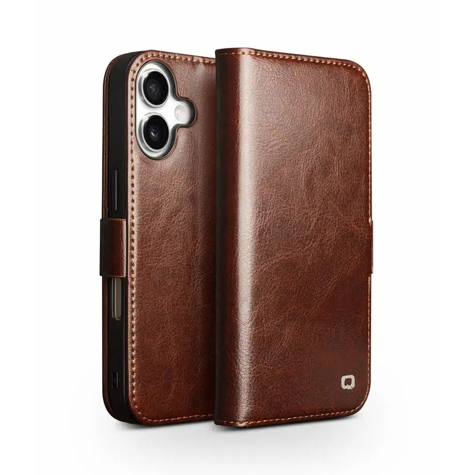 Luxury iPhone Case — Ultra-Slim Handmade Genuine Leather Wallet Flip Cover with Card Slots, Shockproof Drop Protection & Premium Cowhide Texture