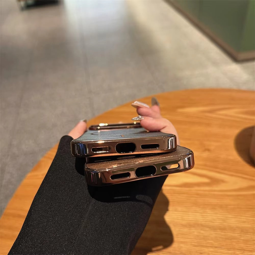 Luxury iPhone Case — Ultra-Slim Plating Frameless Gold-Wire Magnetic Cover with Shockproof Design and MagSafe Wireless-Charging Protection