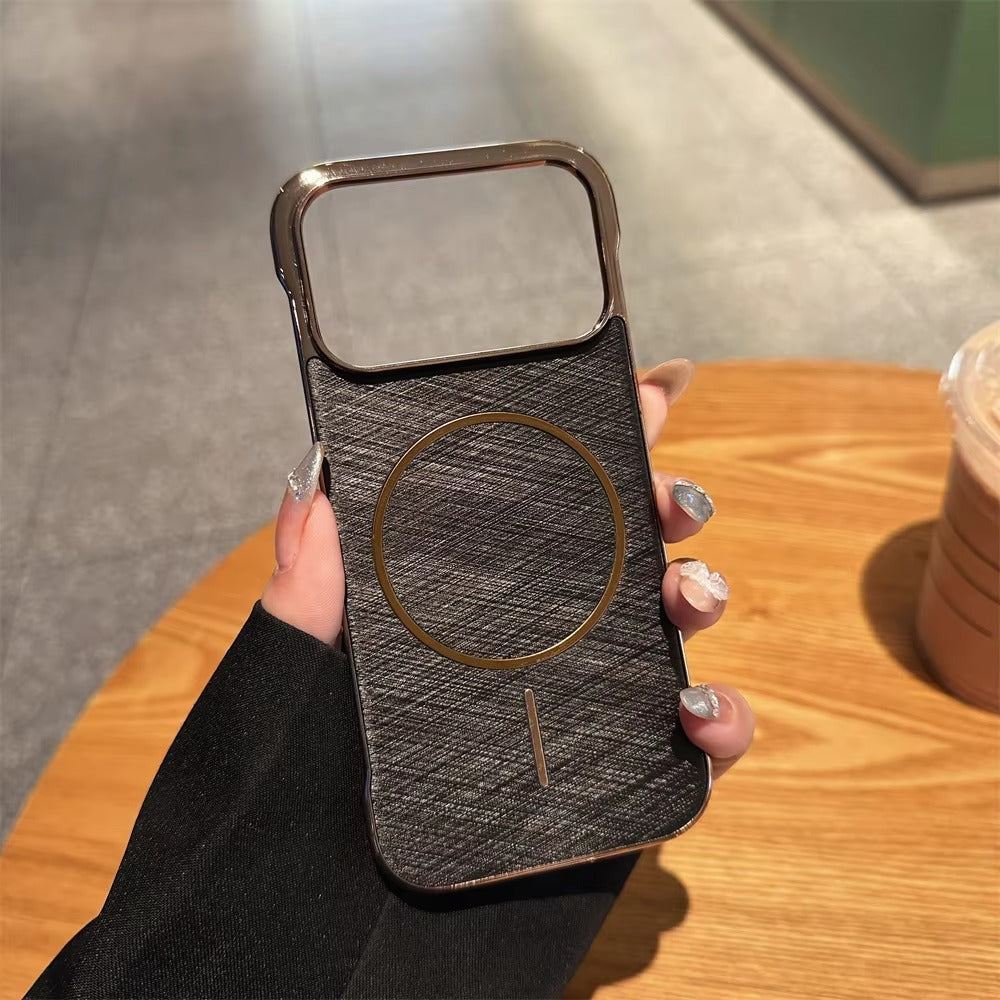 Luxury iPhone Case — Ultra-Slim Plating Frameless Gold-Wire Magnetic Cover with Shockproof Design and MagSafe Wireless-Charging Protection