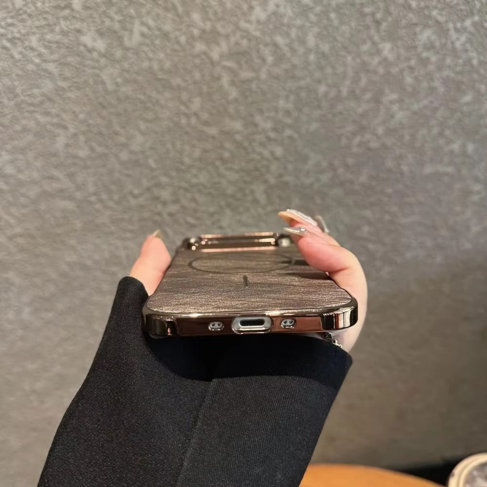 Luxury iPhone Case — Ultra-Slim Plating Frameless Gold-Wire Magnetic Cover with Shockproof Design and MagSafe Wireless-Charging Protection