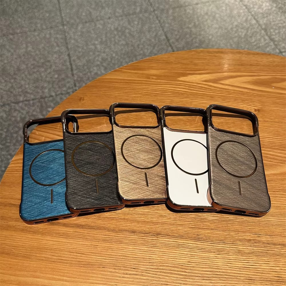 Luxury iPhone Case — Ultra-Slim Plating Frameless Gold-Wire Magnetic Cover with Shockproof Design and MagSafe Wireless-Charging Protection