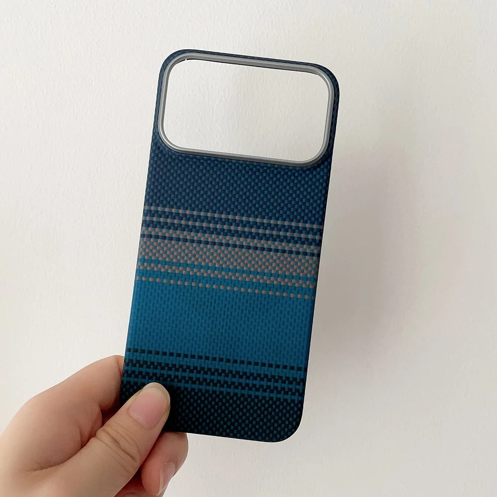 Luxury iPhone Case — Ultra-Thin 600D Real Carbon Fiber MagSafe Cover with Aramid Kevlar Protection, Matte Anti-Fingerprint Full-Coverage Waterproof Design