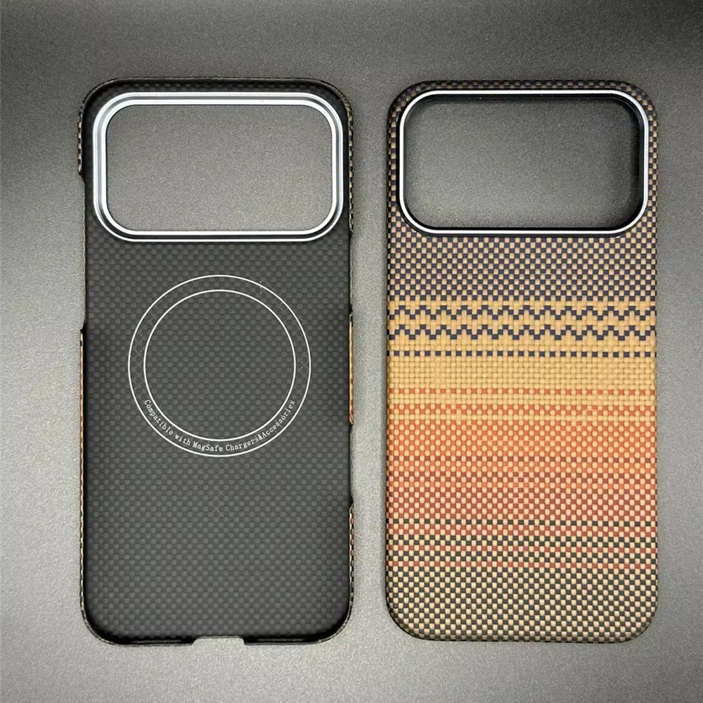 Luxury iPhone Case — Ultra-Thin 600D Real Carbon Fiber MagSafe Cover with Aramid Kevlar Protection, Matte Anti-Fingerprint Full-Coverage Waterproof Design