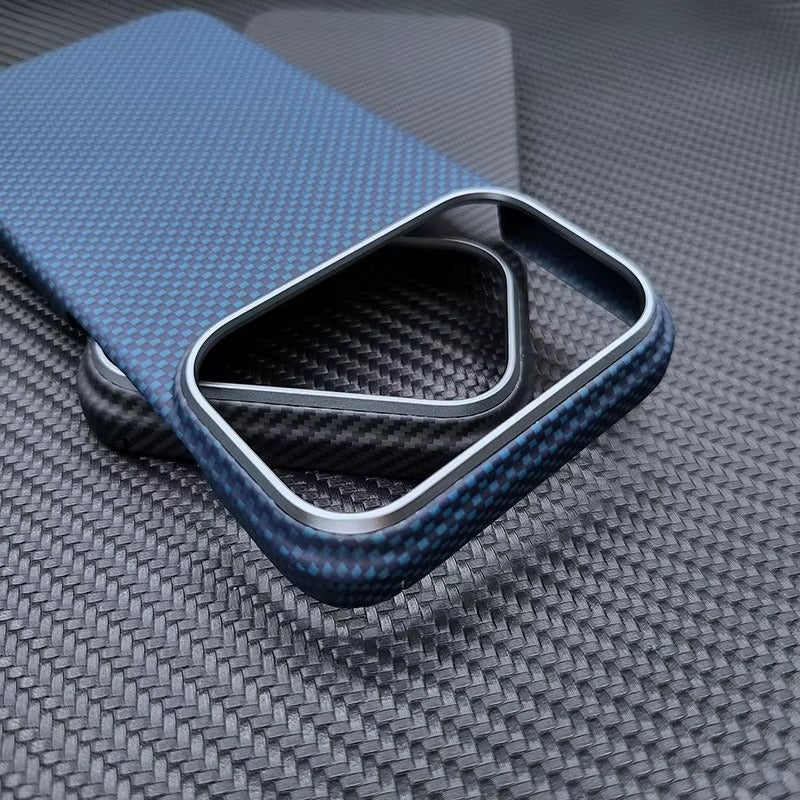 Luxury iPhone Case — Ultra-Thin 600D Real Carbon Fiber MagSafe Cover with Aramid Kevlar Protection, Matte Anti-Fingerprint Full-Coverage Waterproof Design