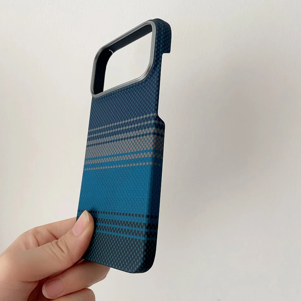 Luxury iPhone Case — Ultra-Thin 600D Real Carbon Fiber MagSafe Cover with Aramid Kevlar Protection, Matte Anti-Fingerprint Full-Coverage Waterproof Design