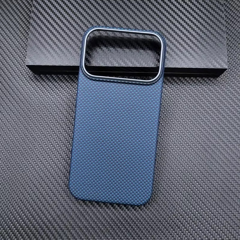 Luxury iPhone Case — Ultra-Thin 600D Real Carbon Fiber MagSafe Cover with Aramid Kevlar Protection, Matte Anti-Fingerprint Full-Coverage Waterproof Design
