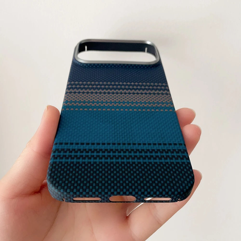 Luxury iPhone Case — Ultra-Thin 600D Real Carbon Fiber MagSafe Cover with Aramid Kevlar Protection, Matte Anti-Fingerprint Full-Coverage Waterproof Design