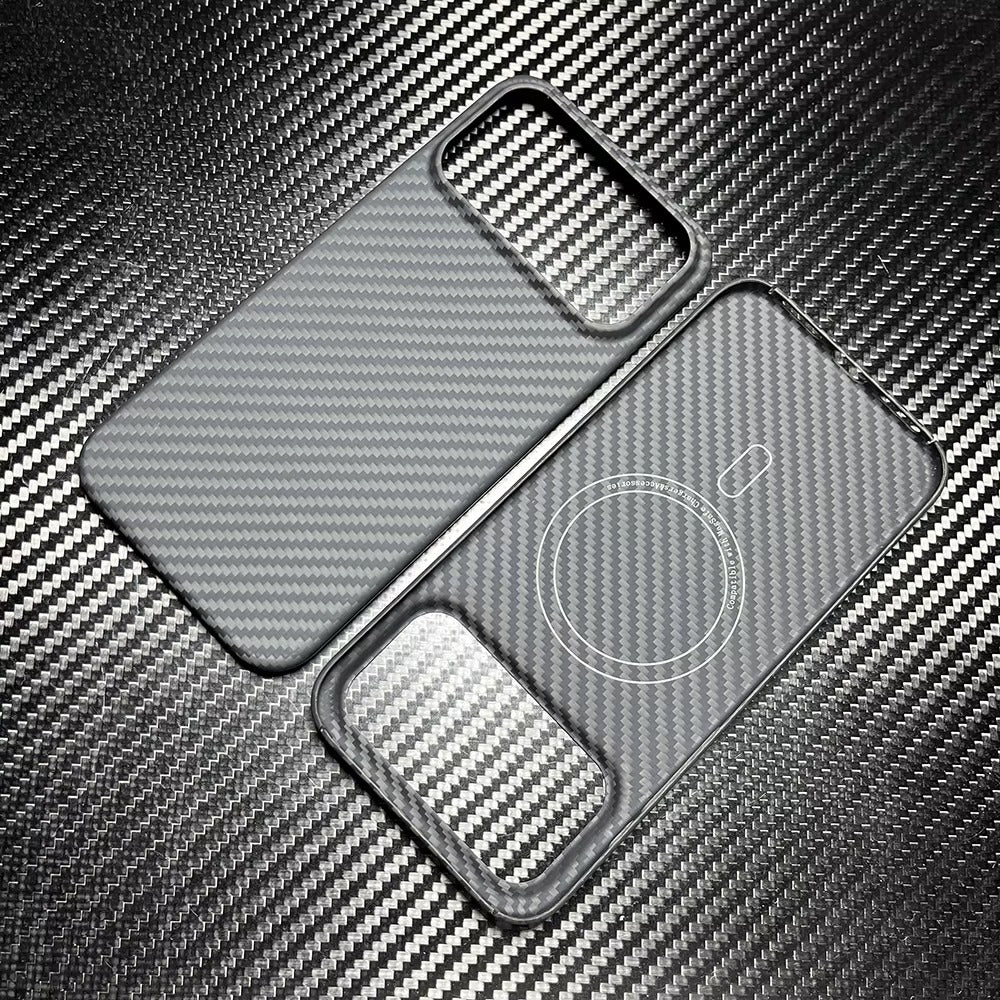 Luxury iPhone Case — Ultra-Thin Aramid Carbon Fiber MagSafe Cover with Full-Coverage Lightweight Protection and Durable Scratch-Resistant Texture