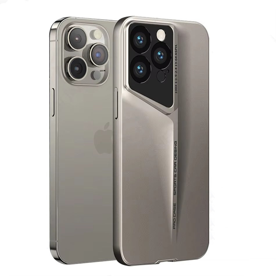 Luxury iPhone Case — Ultra-Thin Blade Titanium-Style Cover with Shockproof Lens Protection, Lightweight Non-Slip Design & Skin-Safe Fashion Finish