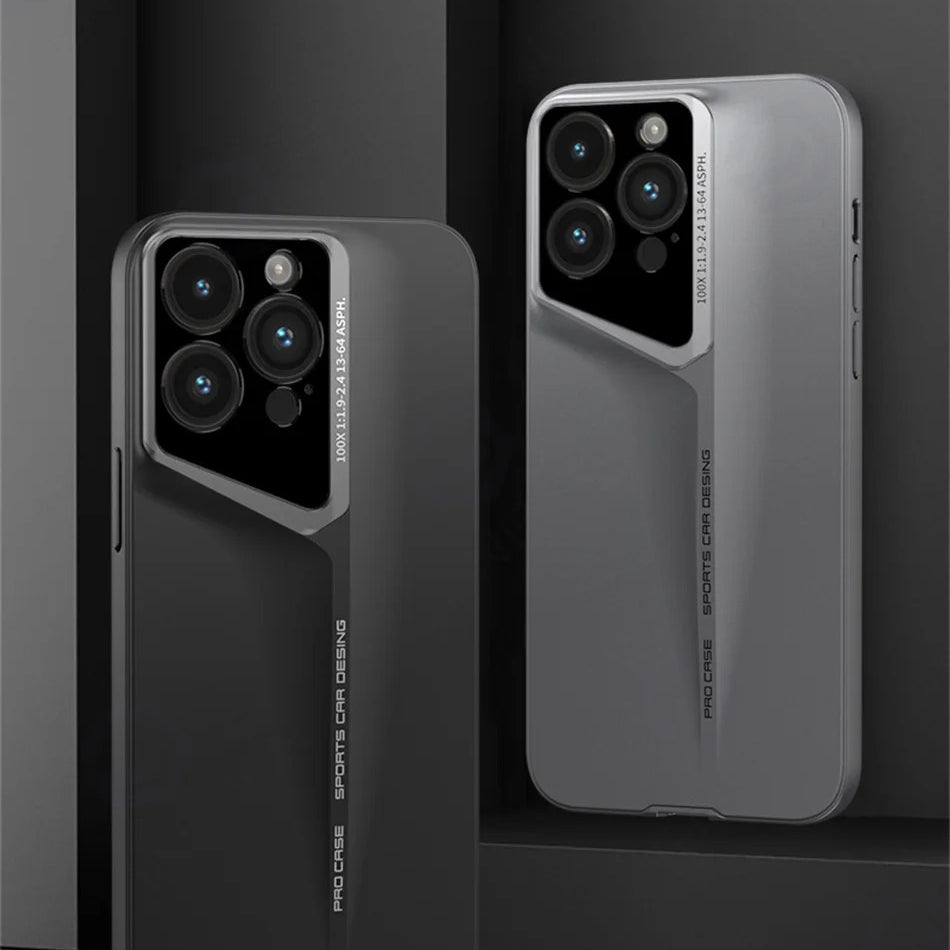 Luxury iPhone Case — Ultra-Thin Blade Titanium-Style Cover with Shockproof Lens Protection, Lightweight Non-Slip Design & Skin-Safe Fashion Finish