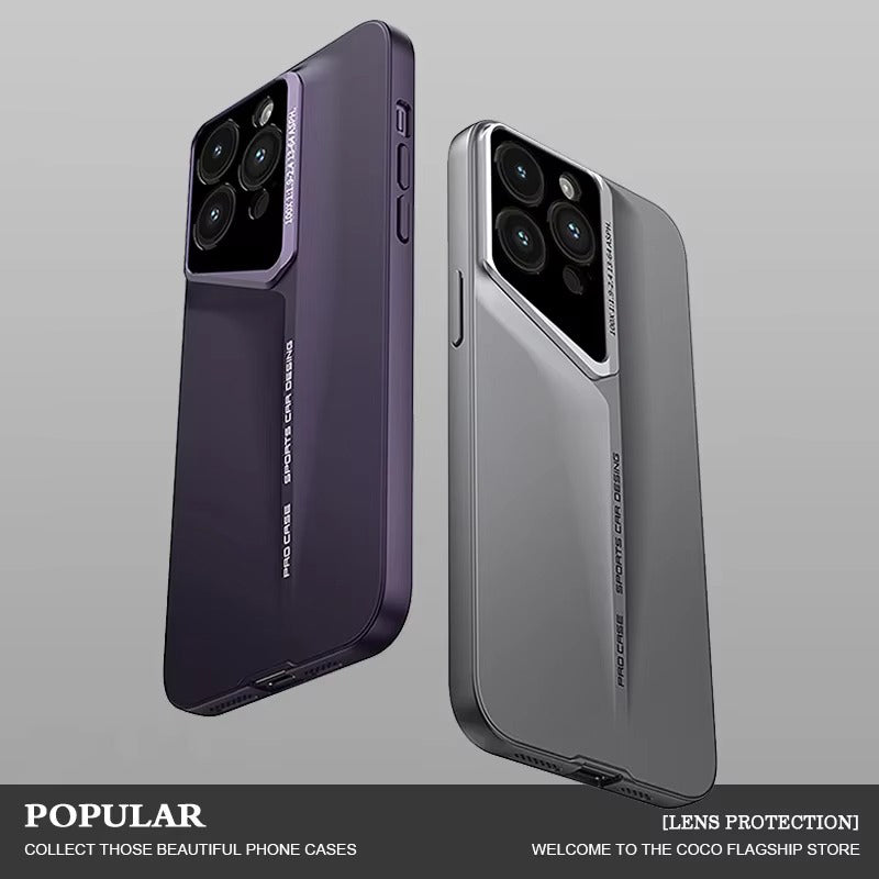 Luxury iPhone Case — Ultra-Thin Blade Titanium-Style Cover with Shockproof Lens Protection, Lightweight Non-Slip Design & Skin-Safe Fashion Finish