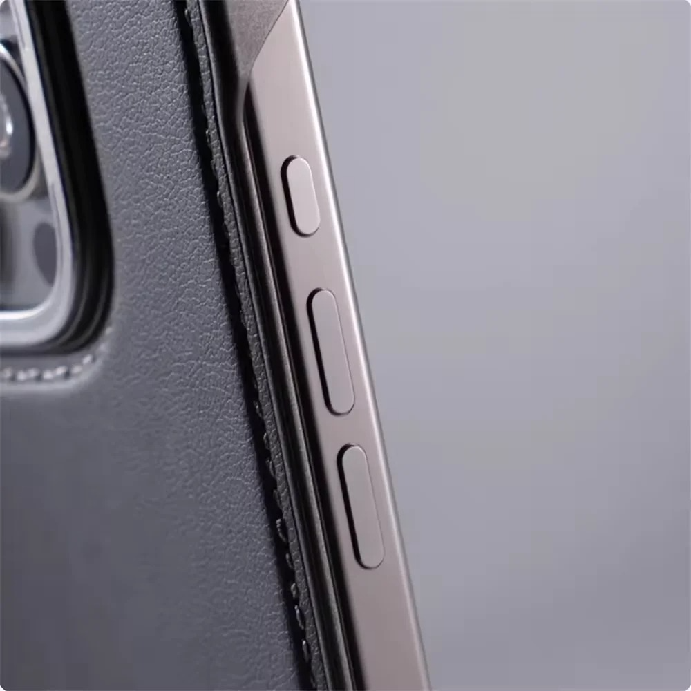 Luxury iPhone Case — Ultra-Thin Borderless PU Leather Cover with Metal Lens Frame, Magnetic Slim Shockproof Design & Non-Slip Matte Finish
