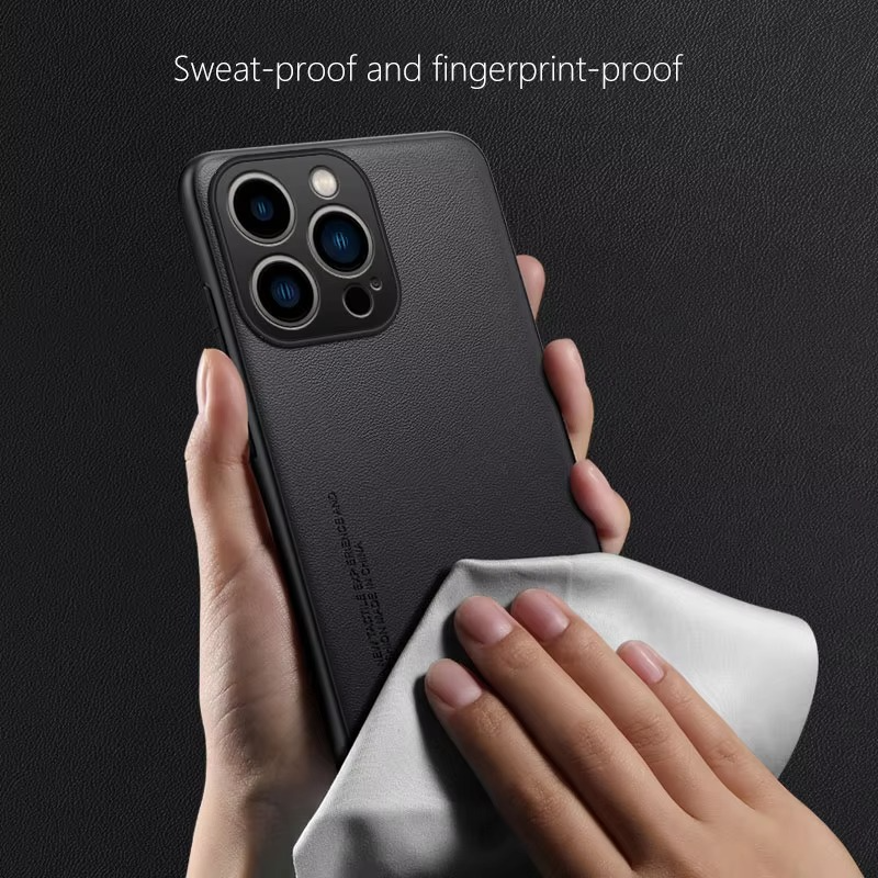 Luxury iPhone Case — Ultra-Thin Leather Soft Back Cover with Shockproof Anti-Fingerprint Non-Slip Plain Design