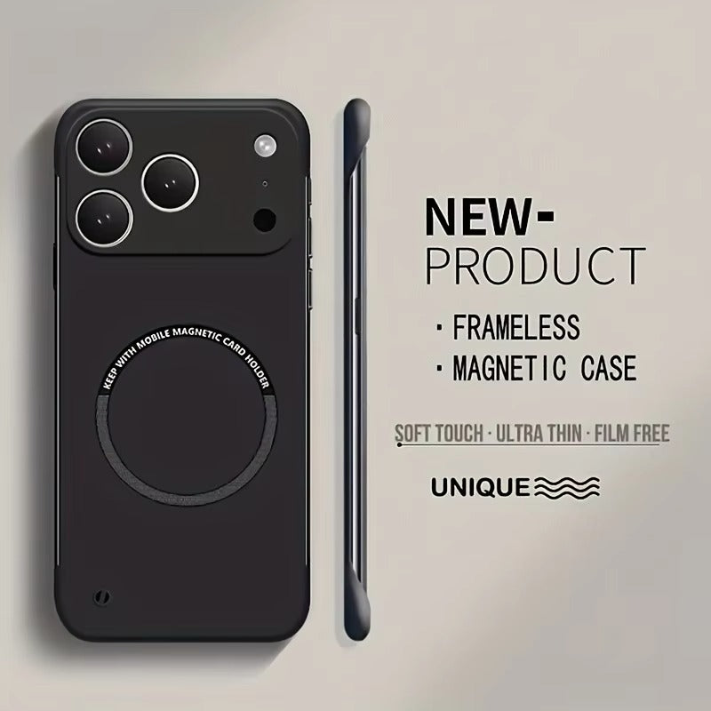 Luxury iPhone Case — Ultra-Thin Magnetic Frameless Matte Back Cover with Shockproof Slim PC Design and Full MagSafe Wireless Charging Support