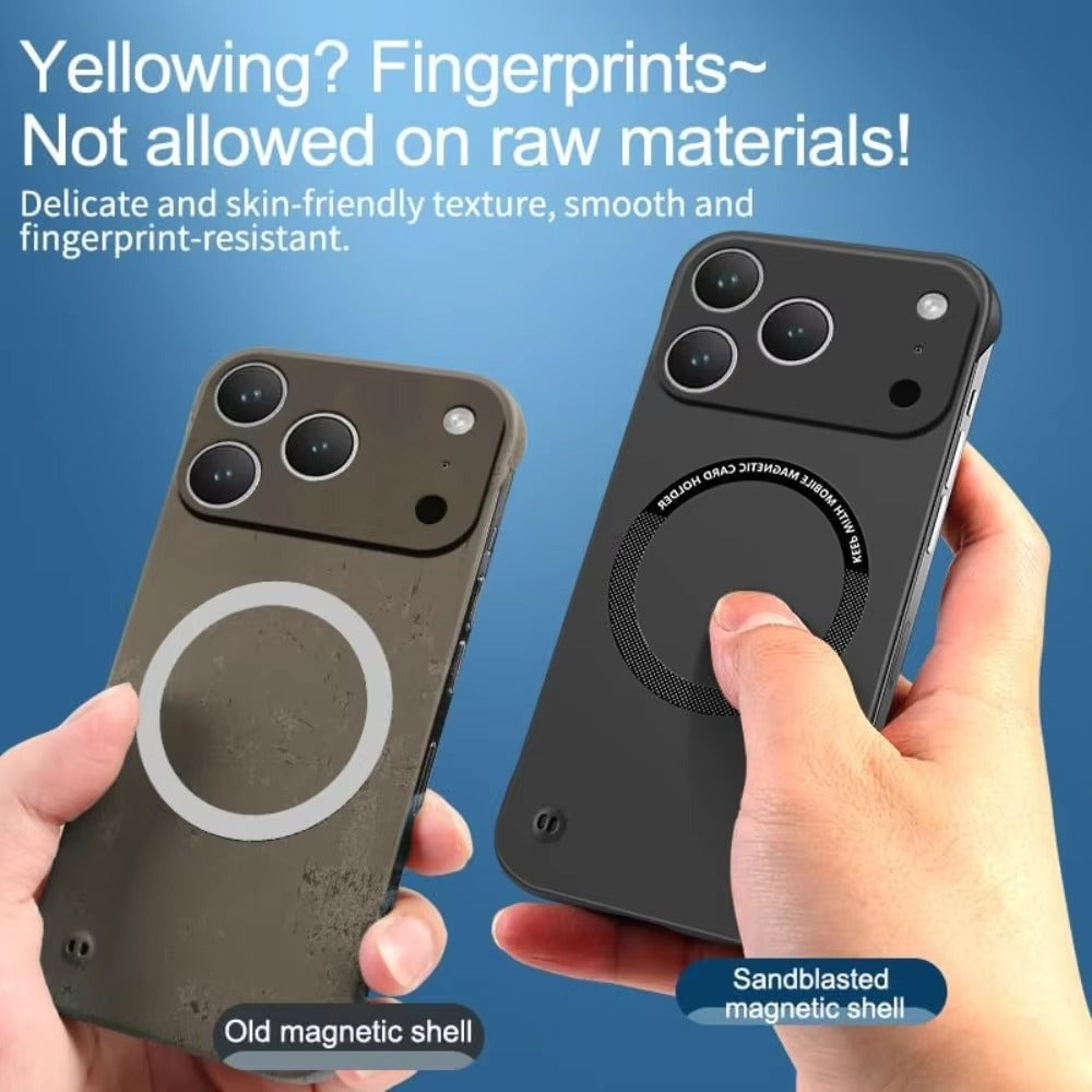 Luxury iPhone Case — Ultra-Thin Magnetic Frameless Matte Back Cover with Shockproof Slim PC Design and Full MagSafe Wireless Charging Support