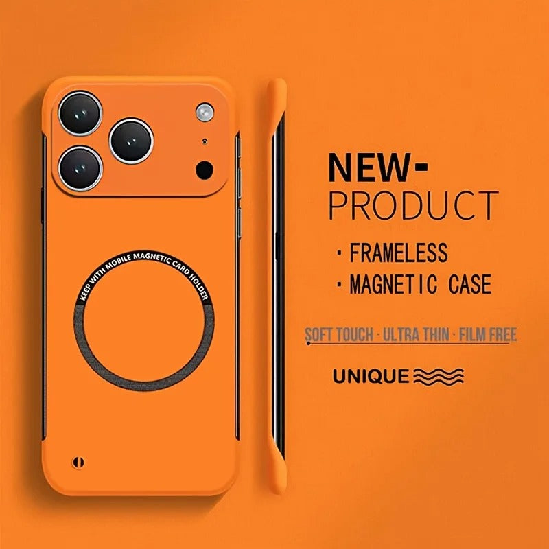 Luxury iPhone Case — Ultra-Thin Magnetic Frameless Matte Back Cover with Shockproof Slim PC Design and Full MagSafe Wireless Charging Support