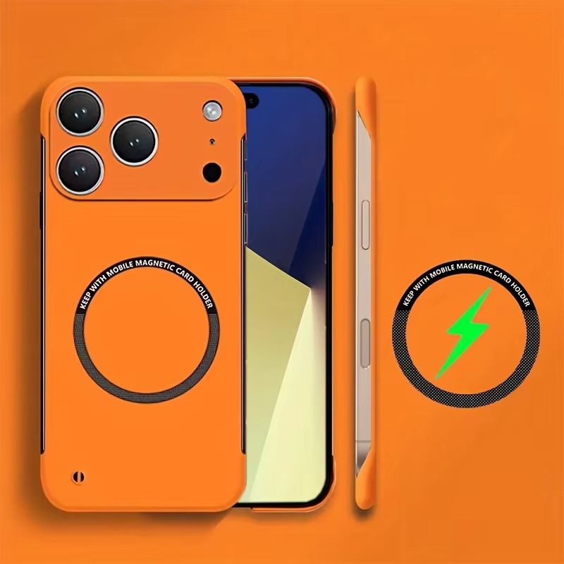 Luxury iPhone Case — Ultra-Thin Magnetic Frameless Matte Back Cover with Shockproof Slim PC Design and Full MagSafe Wireless Charging Support