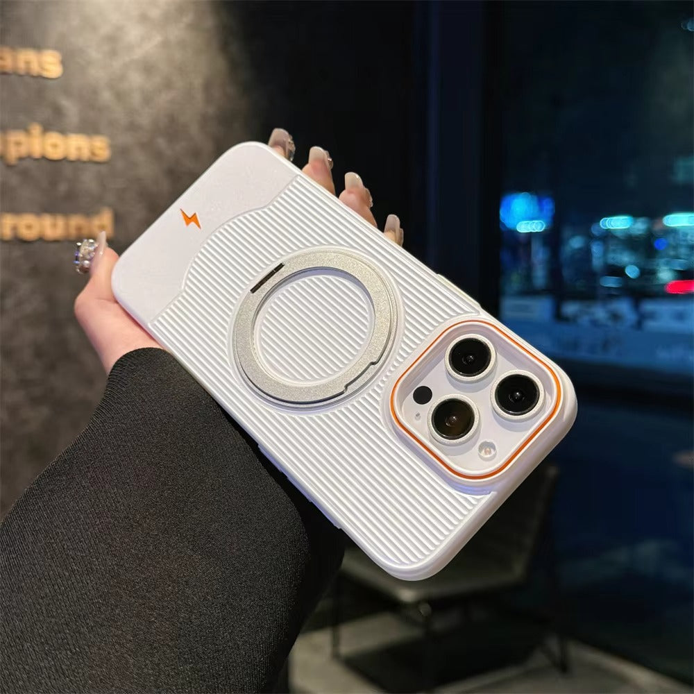 Luxury iPhone Case — Ultra-Thin Matte Magnetic Cover with 360° Rotating Metal Car Holder Stand and Shockproof Protective Design