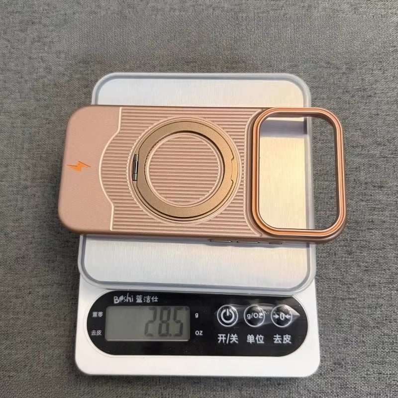 Luxury iPhone Case — Ultra-Thin Matte Magnetic Cover with 360° Rotating Metal Car Holder Stand and Shockproof Protective Design