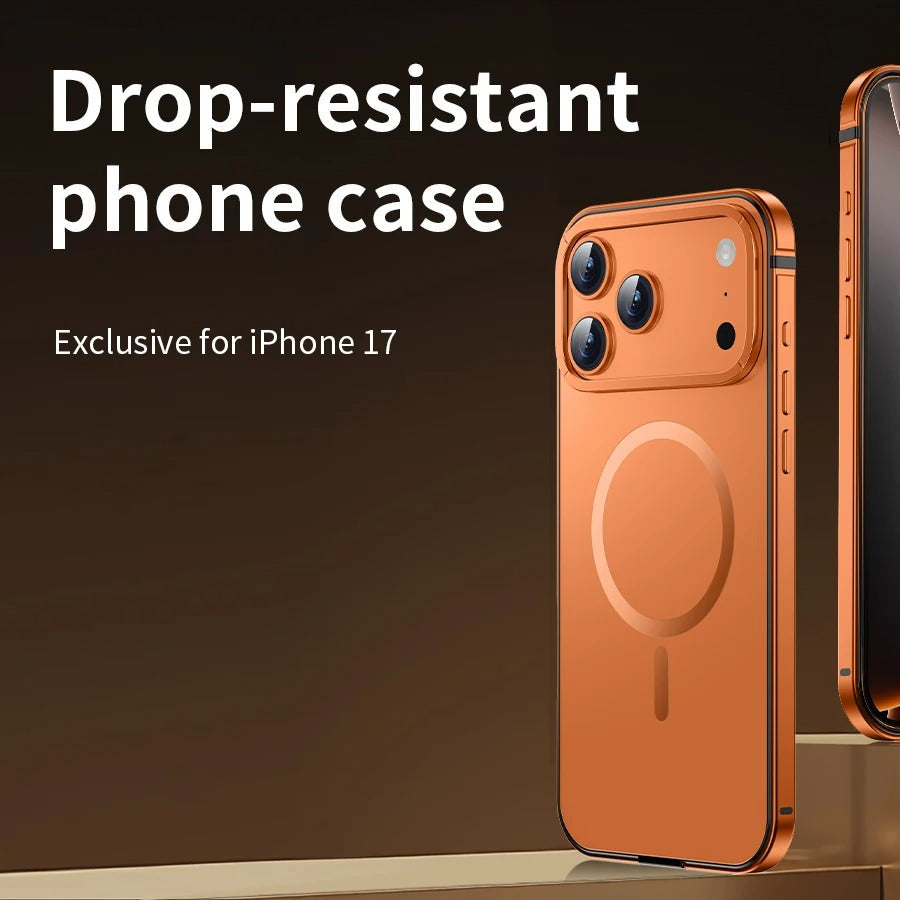 Luxury iPhone Case — Ultra-Thin Metal Alloy Bezel with Frosted Magnetic Back Cover, Shockproof PC+TPU Protective Design