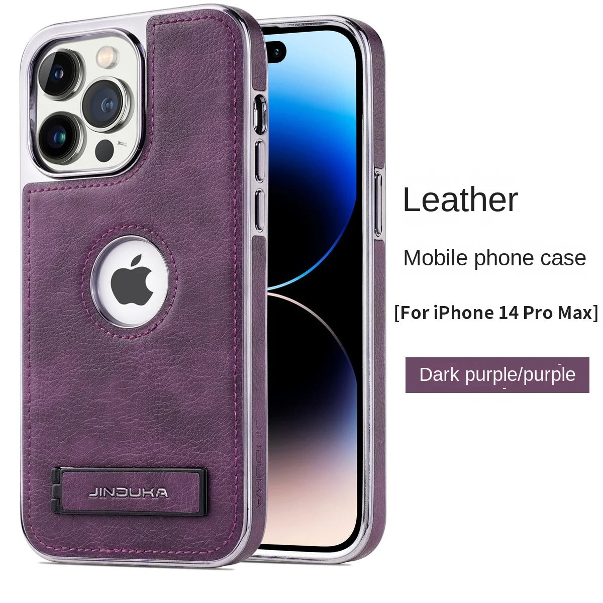 Luxury iPhone Case — Ultra-Thin PU Leather Cover with Invisible Fold Kickstand, Electroplated Bezel, Anti-Fingerprint Anti-Scratch Dustproof Non-Slip Design