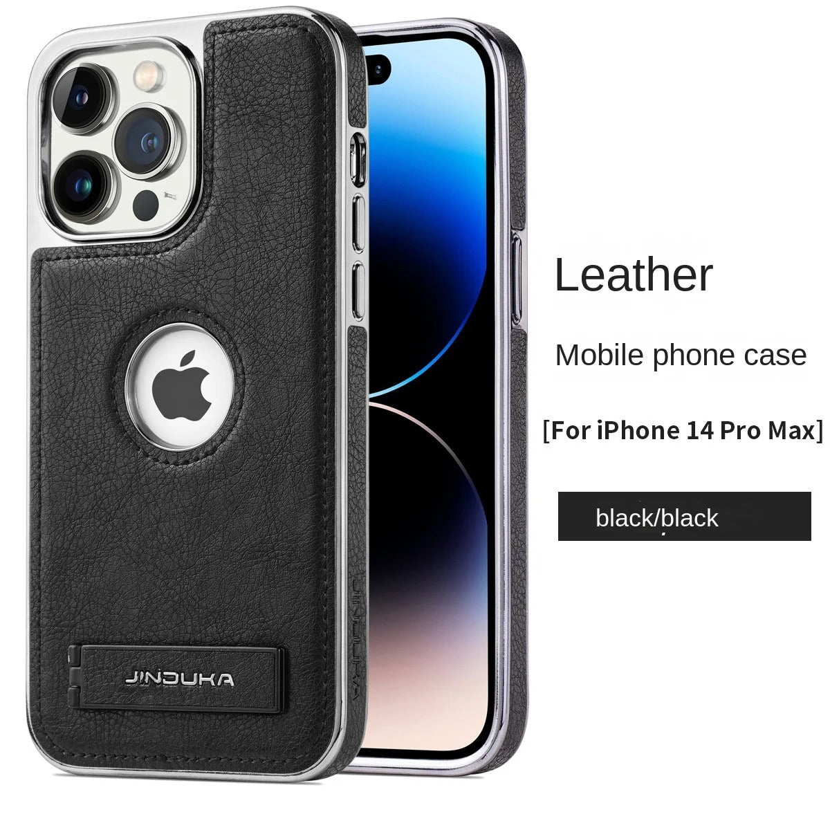 Luxury iPhone Case — Ultra-Thin PU Leather Cover with Invisible Fold Kickstand, Electroplated Bezel, Anti-Fingerprint Anti-Scratch Dustproof Non-Slip Design