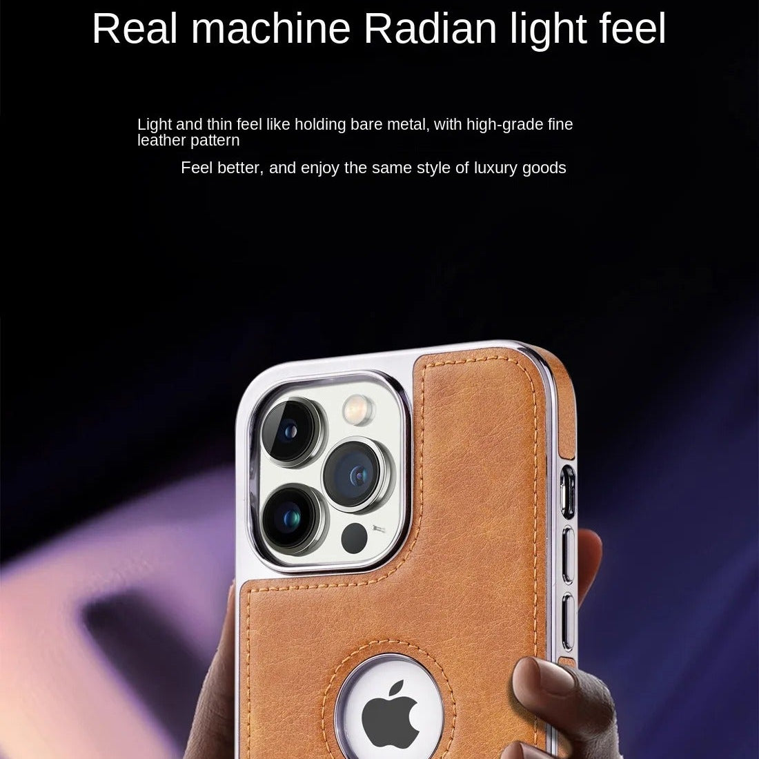 Luxury iPhone Case — Ultra-Thin PU Leather Cover with Invisible Fold Kickstand, Electroplated Bezel, Anti-Fingerprint Anti-Scratch Dustproof Non-Slip Design