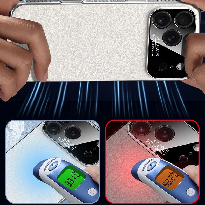 Luxury iPhone Case — Vegan Leather Heat-Dissipation Cover with Strong Magnetic Adsorption, Camera Lens Protector, Shockproof Dual-Layer Full-Coverage Design