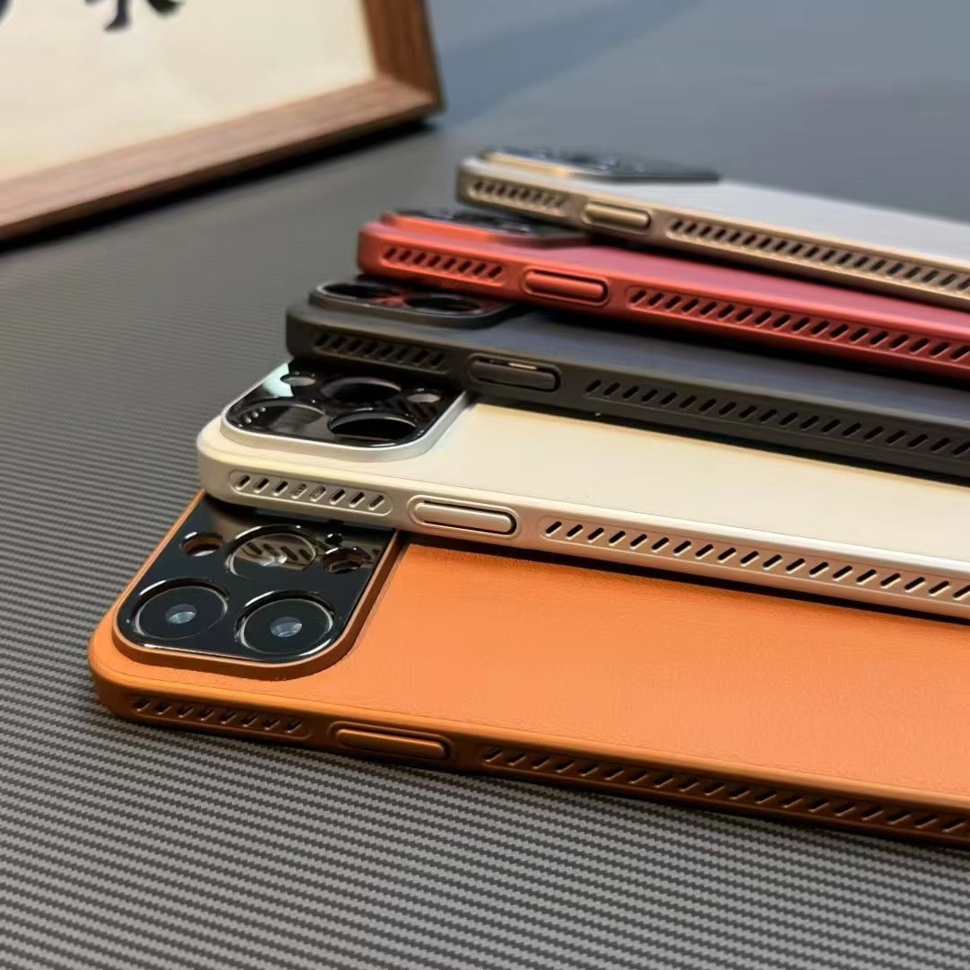 Luxury iPhone Case — Vegan Leather Heat-Dissipation Cover with Strong Magnetic Adsorption, Camera Lens Protector, Shockproof Dual-Layer Full-Coverage Design