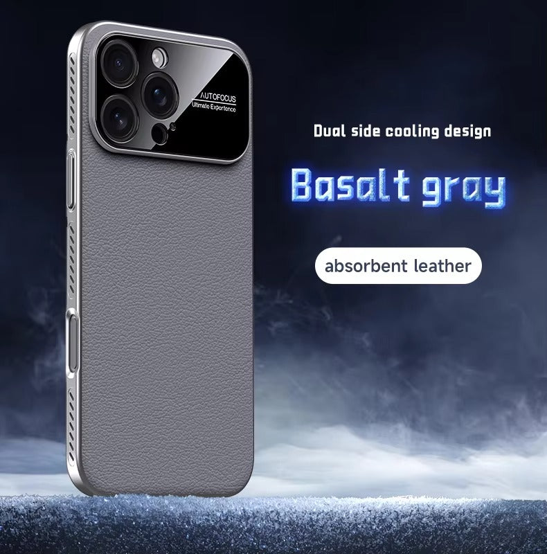 Luxury iPhone Case — Vegan Leather Heat-Dissipation Cover with Strong Magnetic Adsorption, Camera Lens Protector, Shockproof Dual-Layer Full-Coverage Design