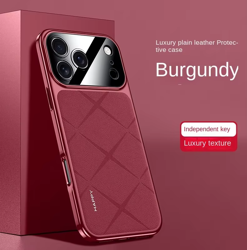 Luxury iPhone Case — Vegan Leather Integrated-Lens Cover with Scratch-Resistant Anti-Fingerprint Protection, Shockproof Non-Slip Half-Wrapped Design