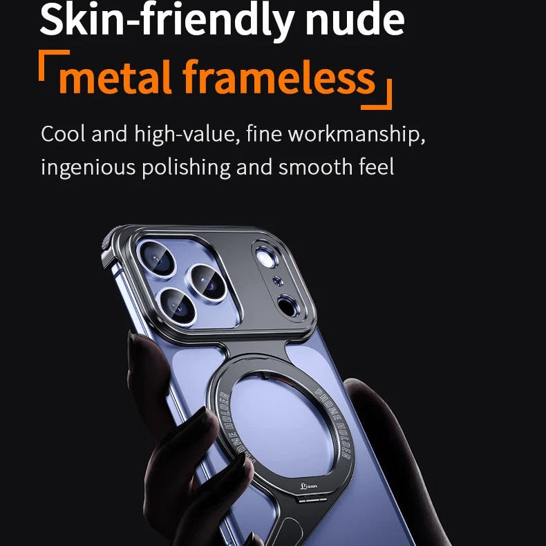 Luxury iPhone Case — Z-Shape Aluminum Alloy Frameless Magnetic Cover with Metal Shockproof Protection and Slim Minimal Design