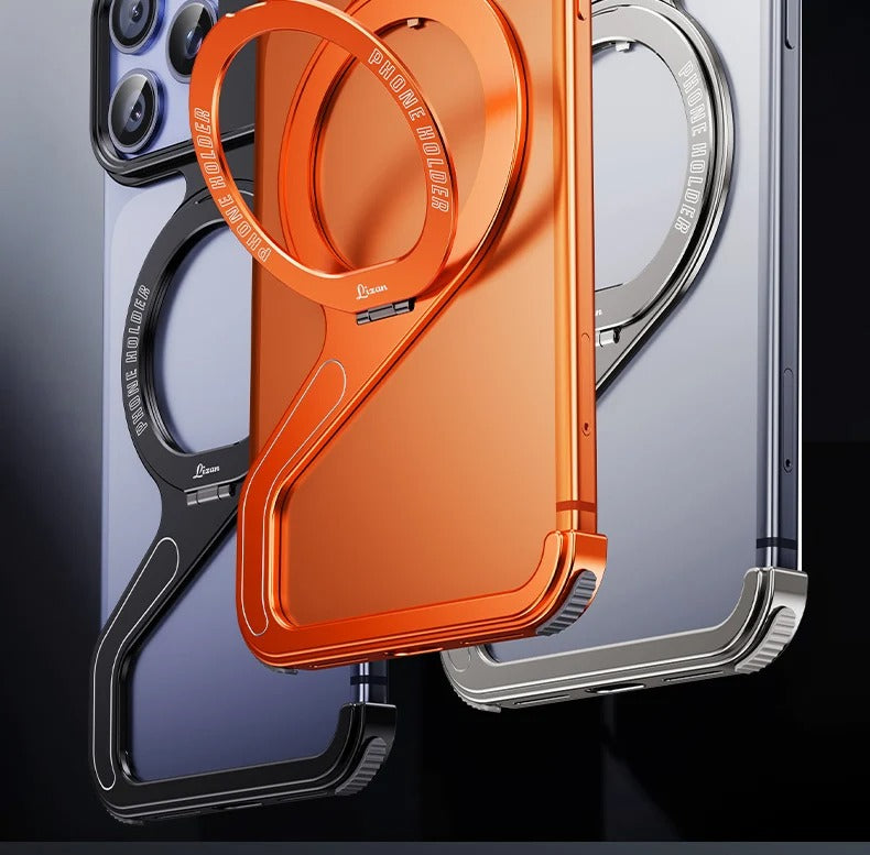 Luxury iPhone Case — Z-Shape Aluminum Alloy Frameless Magnetic Cover with Metal Shockproof Protection and Slim Minimal Design