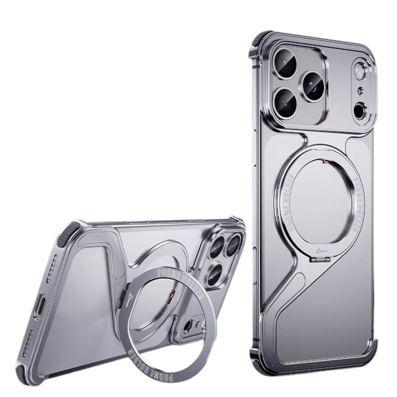 Luxury iPhone Case — Z-Shape Aluminum Alloy Frameless Magnetic Cover with Metal Shockproof Protection and Slim Minimal Design