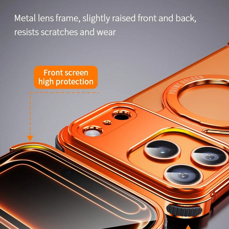 Luxury iPhone Case — Z-Shape Aluminum Alloy Frameless Magnetic Cover with Metal Shockproof Protection and Slim Minimal Design
