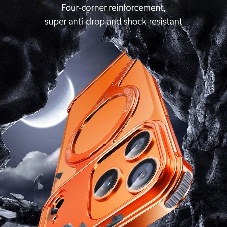 Luxury iPhone Case — Z-Shape Aluminum Alloy Frameless Magnetic Cover with Metal Shockproof Protection and Slim Minimal Design