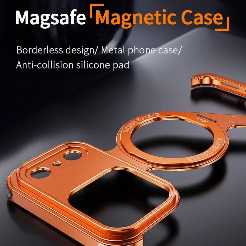 Luxury iPhone Case — Z-Shape Aluminum Alloy Frameless Magnetic Cover with Metal Shockproof Protection and Slim Minimal Design