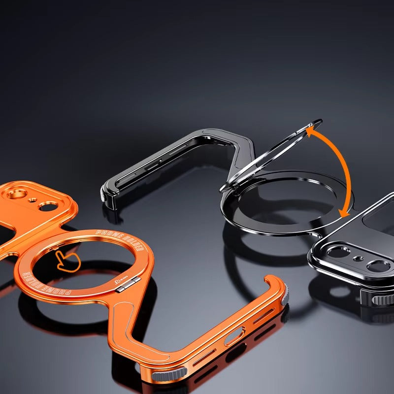 Luxury iPhone Case — Z-Shape Aluminum Alloy Frameless Magnetic Cover with Metal Shockproof Protection and Slim Minimal Design