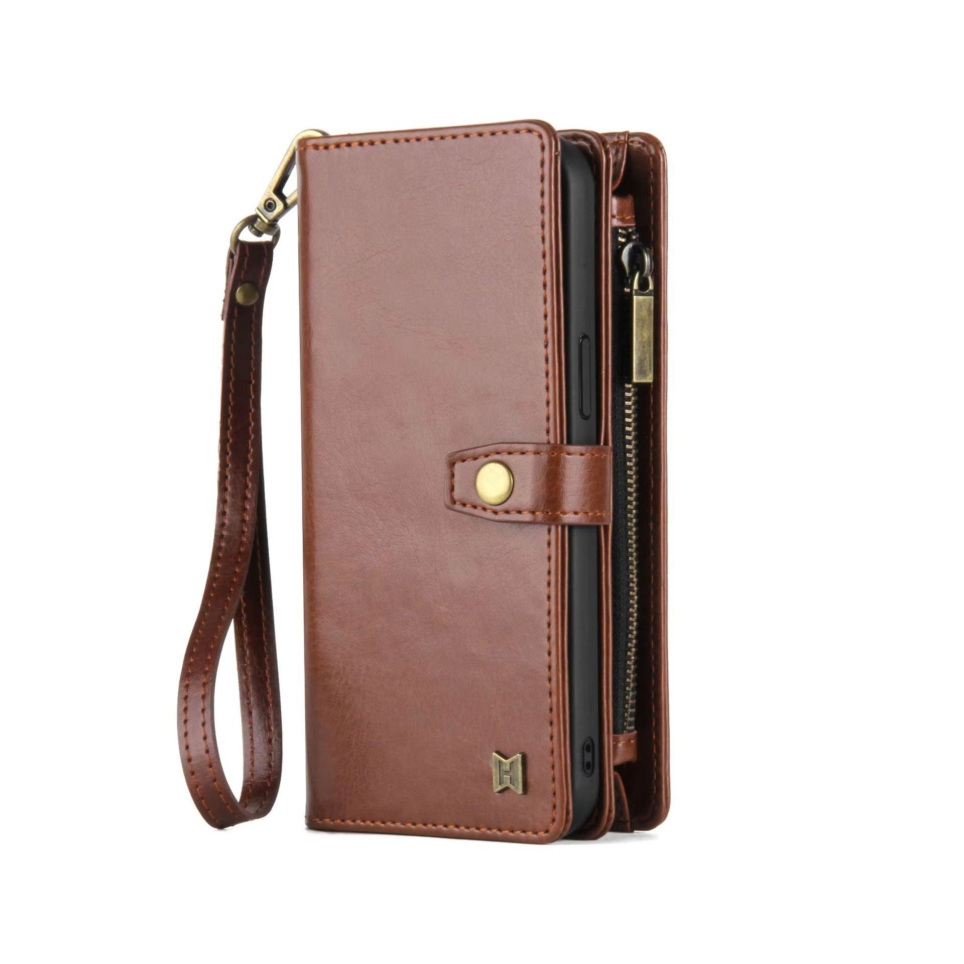 Luxury iPhone Case — 2-in-1 Detachable Magnetic Flip Leather Wallet with Zipper Purse, Dual-Layer Protection and Anti-Fingerprint Design