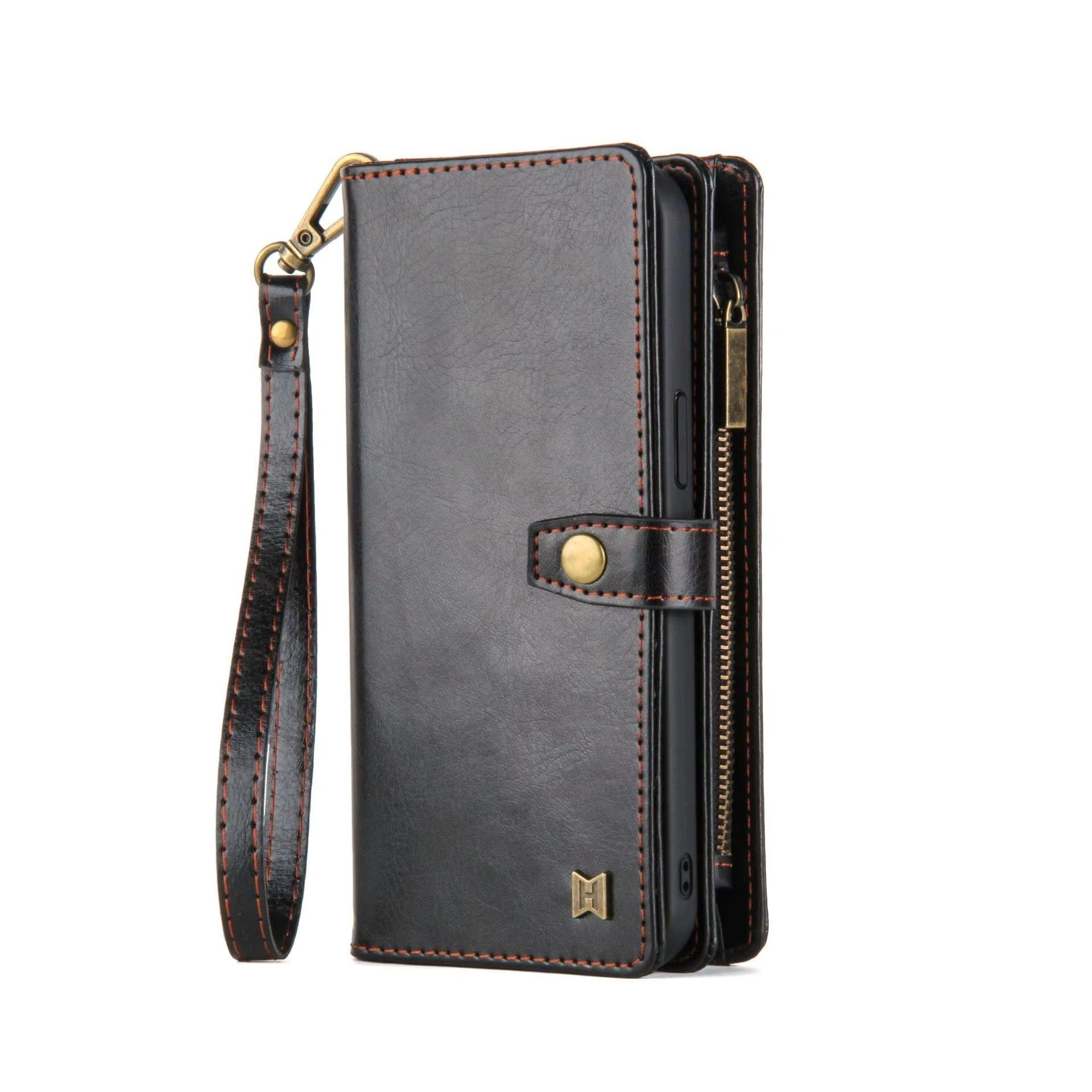 Luxury iPhone Case — 2-in-1 Detachable Magnetic Flip Leather Wallet with Zipper Purse, Dual-Layer Protection and Anti-Fingerprint Design