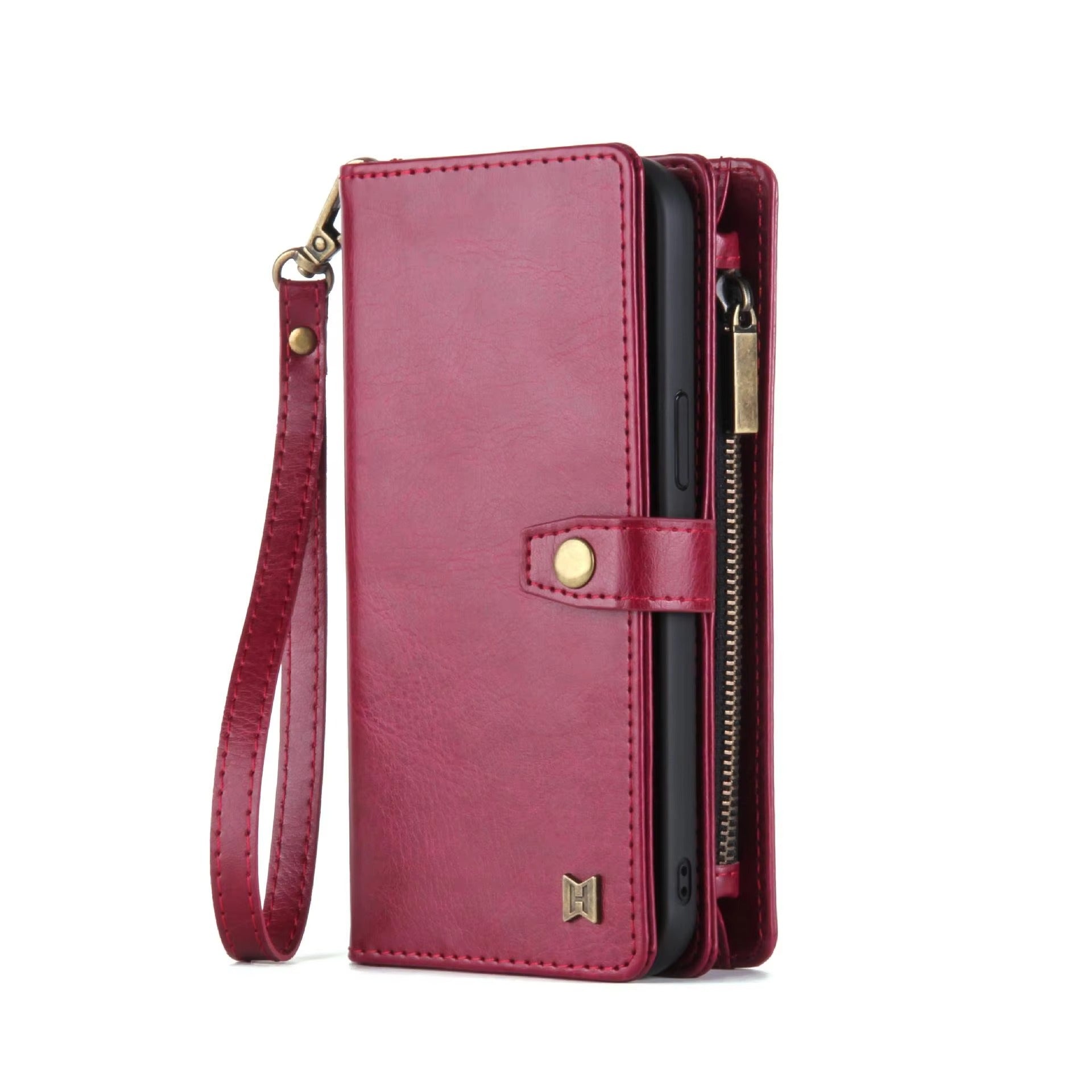 Luxury iPhone Case — 2-in-1 Detachable Magnetic Flip Leather Wallet with Zipper Purse, Dual-Layer Protection and Anti-Fingerprint Design